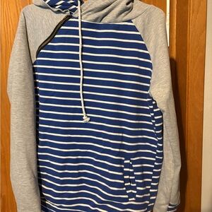 Blue and Gray Striped women’s Sweatshirt